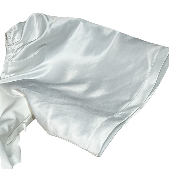 AEL Amy Enjoy Life White Square Neck Short Puff Sleeves Elegant Dress Size L - Picture 12 of 16